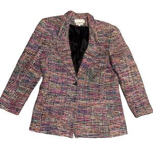 VTG Earl Rothenberg colorful retro Hand Woven SILK one button blazer size medium